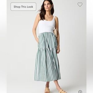 NWT J. Crew Factory fern green/white striped tiered knit mixy dress
